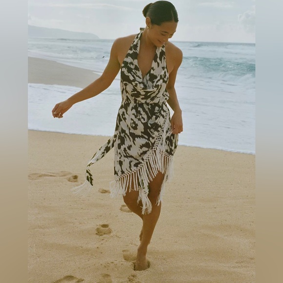 NWT Fringed Wrap Cover-Up Dress By Anthropologie - Picture 1 of 3